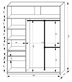 Шкаф-купе 1800 серии SOFT D8+D2+B2+PL4 (2 ящика+F обр.штанга) профиль «Графит» в Александровском - alexsandrovskoe.ok-mebel.com | фото 3