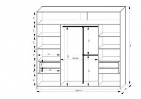 Шкаф-купе 2150 серии NEW CLASSIC K4+K4+K4+B22+PL4(по 2 ящика лев/прав+F обр.штанга) профиль «Капучино» в Александровском - alexsandrovskoe.ok-mebel.com | фото 3