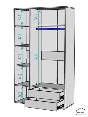 Шкаф Linnea MHR-3-2 2050х1200х510 (ДВ-М 11.1.25) в Александровском - alexsandrovskoe.ok-mebel.com | фото 3