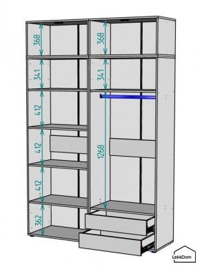 Шкаф с антресолью Linnea MHR-4A-2 2450х1600х510 (Графит-М 11.1.25) в Александровском - alexsandrovskoe.ok-mebel.com | фото 3
