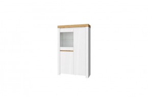 Шкаф с витриной 1V2D, TAURUS, цвет белый/дуб вотан в Александровском - alexsandrovskoe.ok-mebel.com | фото 1