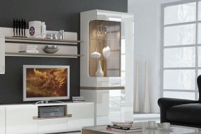 Шкаф с витриной 3D/TYP 01L, LINATE ,цвет белый/сонома трюфель в Александровском - alexsandrovskoe.ok-mebel.com | фото 6