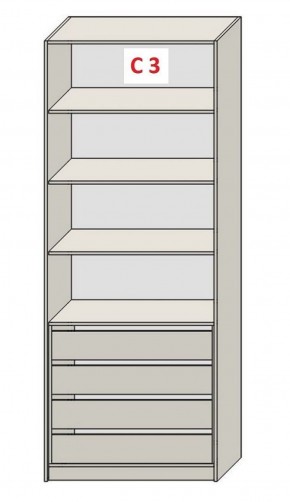 Шкаф СТАНДАРТ С3 4 ящика серия "ГЕСТИЯ" (Бежевый песок/Дуб Небраска натуральный) 800*520*2300 в Александровском - alexsandrovskoe.ok-mebel.com | фото 2