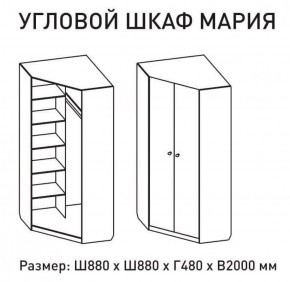 Шкаф угловой Мария 880*880 (ЛДСП 1 кат.) в Александровском - alexsandrovskoe.ok-mebel.com | фото 2