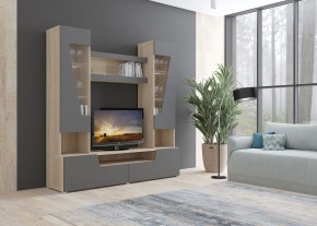 Стенка АНТАЛИЯ 2 (Сонома/Графит софт) в Александровском - alexsandrovskoe.ok-mebel.com | фото 3