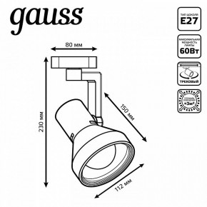 Светильник на штанге Gauss Track Light TR005 в Александровском - alexsandrovskoe.ok-mebel.com | фото 6