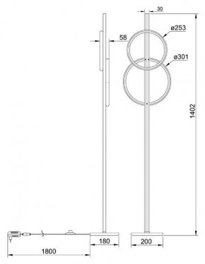 Торшер Arte Lamp Fluido A3913PN-24BK в Александровском - alexsandrovskoe.ok-mebel.com | фото 2