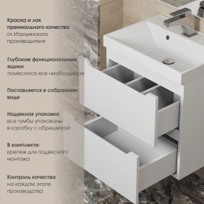 Тумба под раковину Uperwood Tanos 60 см, подвесная, белая матовая в Александровском - alexsandrovskoe.ok-mebel.com | фото 3