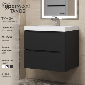 Тумба под раковину Uperwood Tanos 60 см, подвесная, черная матовая в Александровском - alexsandrovskoe.ok-mebel.com | фото 3