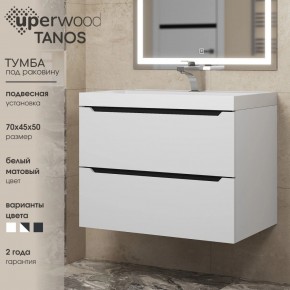 Тумба под раковину Uperwood Tanos 70 см, подвесная, белая/графит в Александровском - alexsandrovskoe.ok-mebel.com | фото 3