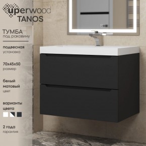 Тумба под раковину Uperwood Tanos 70 см, подвесная, черная матовая в Александровском - alexsandrovskoe.ok-mebel.com | фото 3