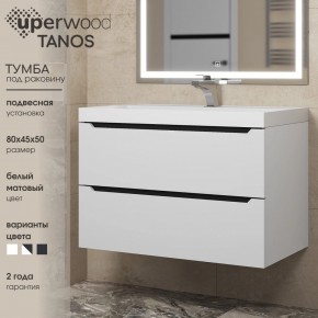 Тумба под раковину Uperwood Tanos 80 см, подвесная, белая/графит в Александровском - alexsandrovskoe.ok-mebel.com | фото 3