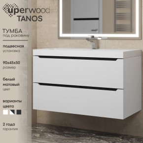Тумба под раковину Uperwood Tanos 90 см, подвесная, белая/графит в Александровском - alexsandrovskoe.ok-mebel.com | фото 3