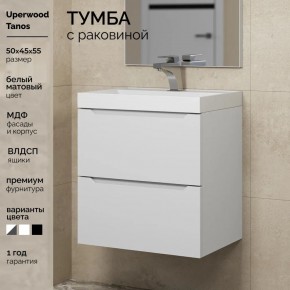 Тумба с раковиной Uperwood Tanos 50 см, подвесная, белая матовая в Александровском - alexsandrovskoe.ok-mebel.com | фото 5