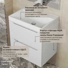 Тумба с раковиной Uperwood Tanos 50 см, подвесная, белая матовая в Александровском - alexsandrovskoe.ok-mebel.com | фото 6